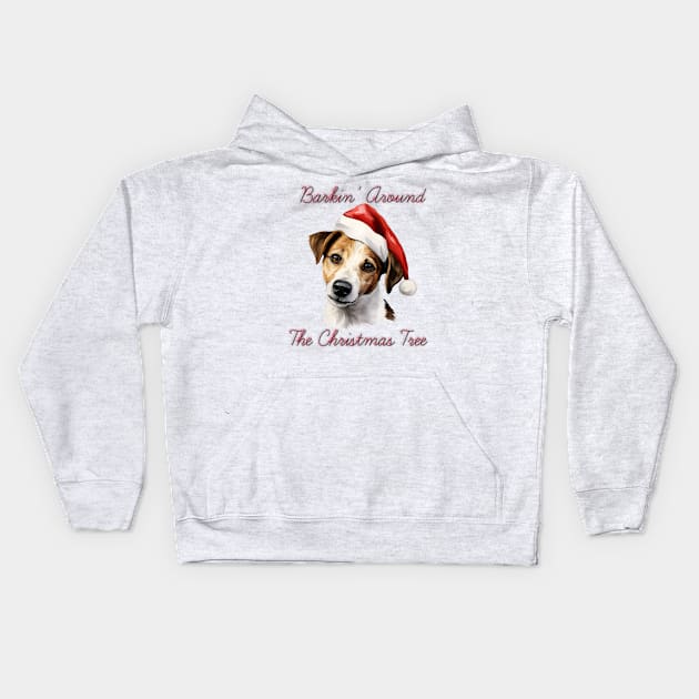 Christmas Jack Russel Terrier Dog in Santa Hat Kids Hoodie by Pawsitive Curios